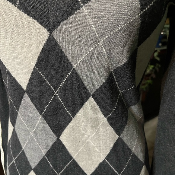 J crew argyle cashmere blend sweater/ grey/  white/ charcoal size small-like new - Picture 5 of 12
